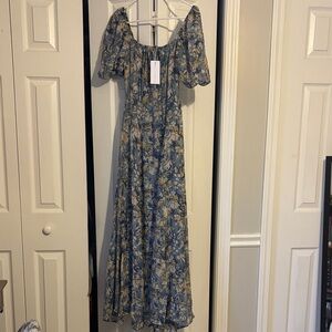 Baltic Born Blue Floral Maxi Dress with Cream Floral Print